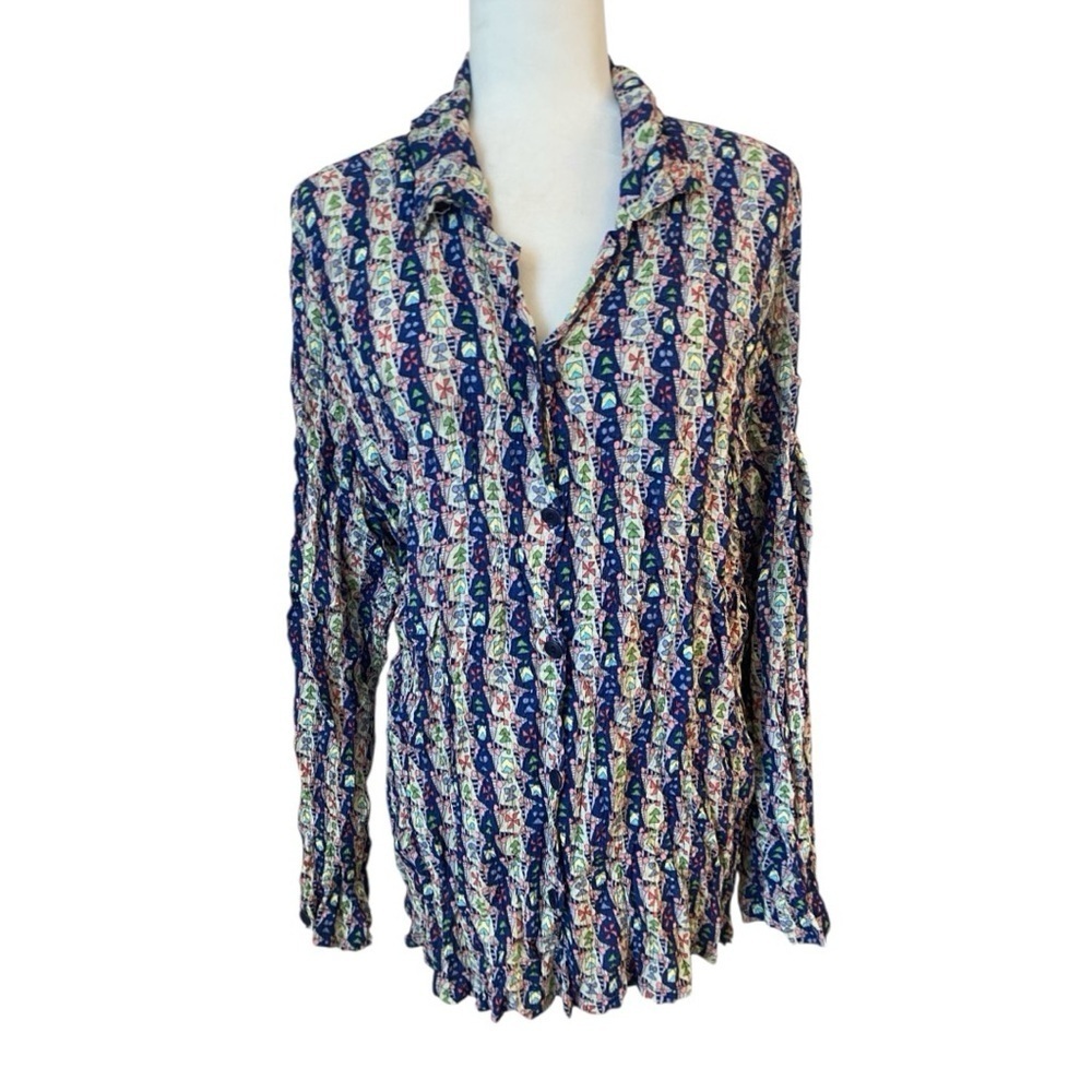 Flax Womens Rayon Button Down Long Sleeve Shirt Blouse